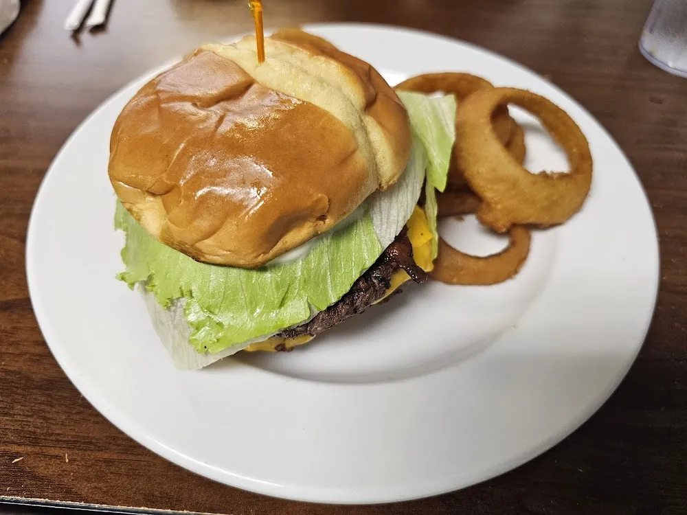 Bacon Double Cheeseburger w Onion Rings